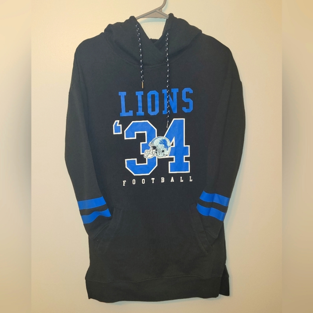 NFL Detroit Lions Black and Blue Long Sleeve Dress